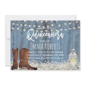Rustic Floral Dusty Blue Quinceanera Birthday