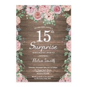 Rustic Floral Pink Peonies Surprise 15th Birthday