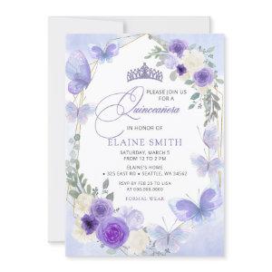 Rustic Floral Purple Lilac Butterflies Quinceanera