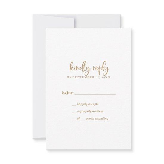 Rustic Gold Script Simple RSVP Card