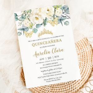 Rustic Ivory White Floral Eucalyptus Quinceañera
