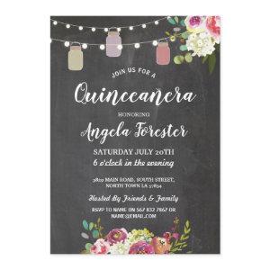 Rustic Jars Quinceanera Party Chalk Floral Lights