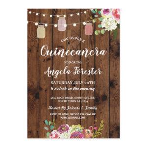 Rustic Jars Quinceanera Party Wood Floral Lights