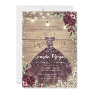 Rustic Lace,Lights,Dress,Roses Wood Quinceañera