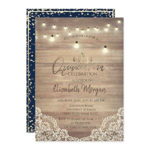 Rustic Lace,Lights,Tiara,Diamonds Quinceañera
