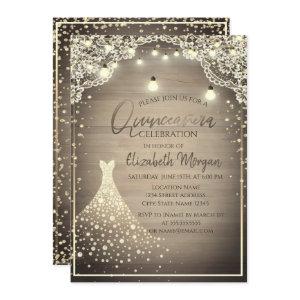 Rustic Lace,Lights,Wood Diamonds Dress Quinceañera