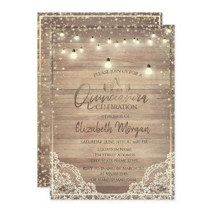 Rustic Lace,Tiara,Lights,Wood Diamonds Quinceañera