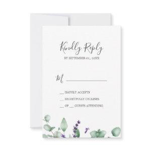 Rustic Lavender & Eucalyptus Simple RSVP Card