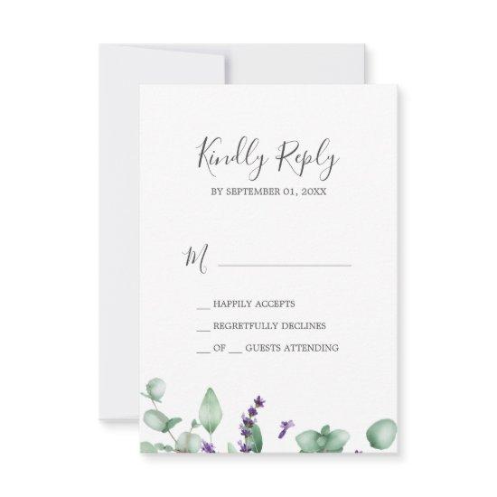 Rustic Lavender & Eucalyptus Simple RSVP Card