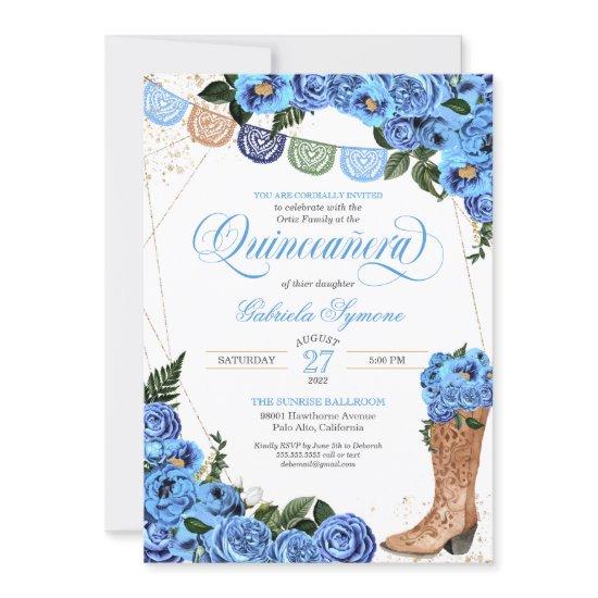 Rustic Light Blue Country Boots Charra Quinceañera