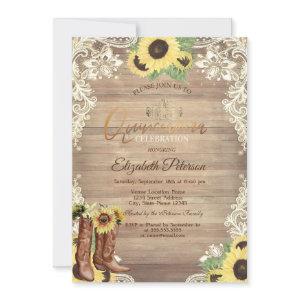 Rustic Lights,Lace,Boots Sunflowers Quinceañera