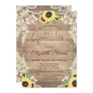 Rustic Lights,Tiara,Lace Sunflowers Quinceañera