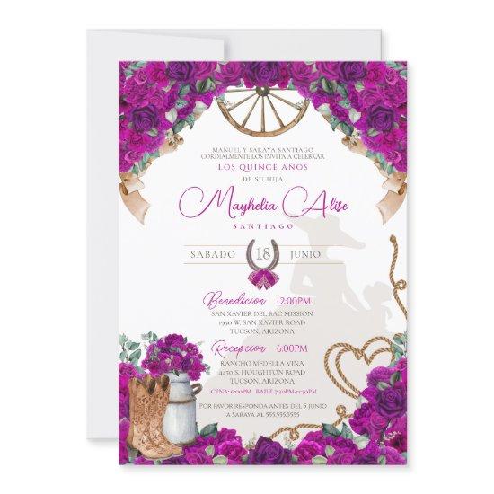 Rustic Magenta Hot Pink Western Charro Quinceañera