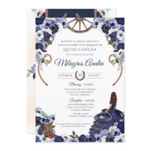 Rustic Navy Blue Flora Western Charro Quinceanera