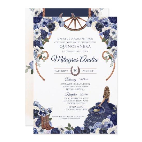 Rustic Navy Blue Western Charro Quinceanera