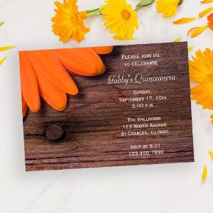 Rustic Orange Barn Wood Daisy Quinceanera Party