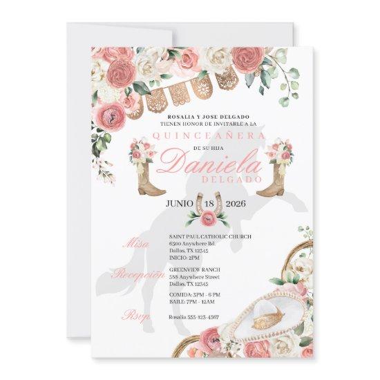 Rustic Pink Cowgirl Horse Western Quinceañera