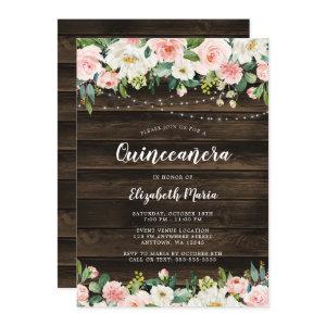 Rustic Pink Floral String Lights Quinceanera