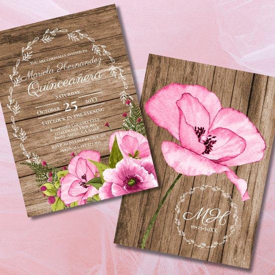 Rustic Pink Poppies Quinceañera