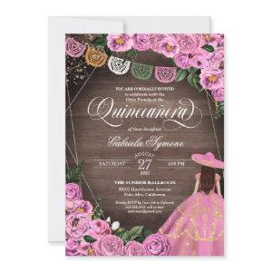 Rustic Pink Roses Charro Quince Dress Quinceañera