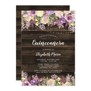 Rustic Purple Floral String Lights Quinceanera