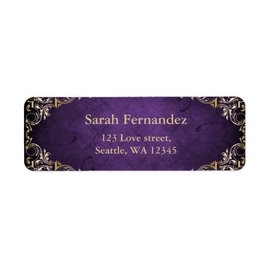 rustic Purple gold frame label