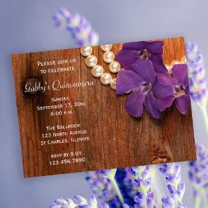 Rustic Purple Periwinkle Flower Pearls Quinceanera