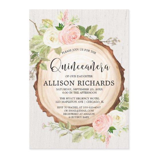 Rustic Quinceañera, blush pink cream floral