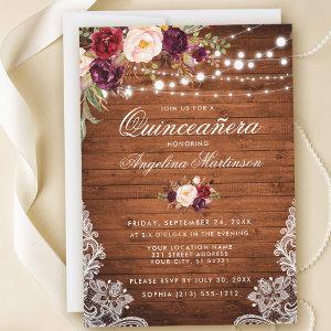 Rustic Quinceanera Wood Lights Lace Floral