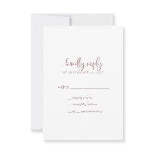 Rustic Rose Gold Script Simple RSVP Card