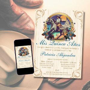 Rustic Spanish Quinceañera Mis Quince Blue Western