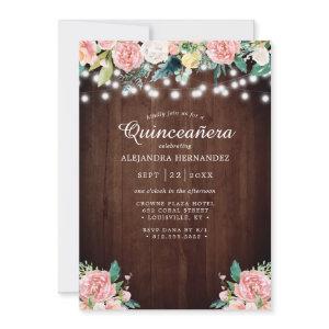 Rustic String Lights Blush Floral Quinceañera