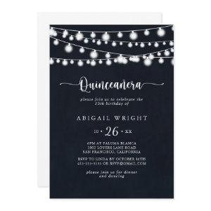 Rustic String Lights Calligraphy Quinceañera