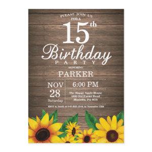 Rustic Sunflower 15th Birthday