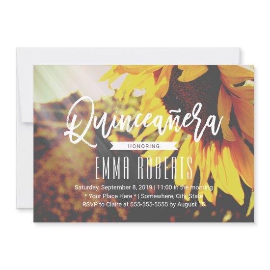 Rustic Sunflower Floral Quinceanera 15th Birthday