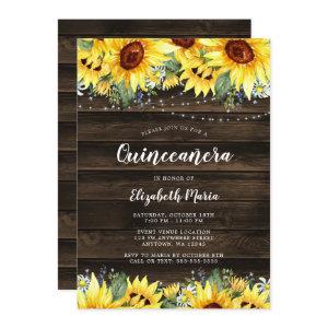 Rustic Sunflower Floral String Lights Quinceanera
