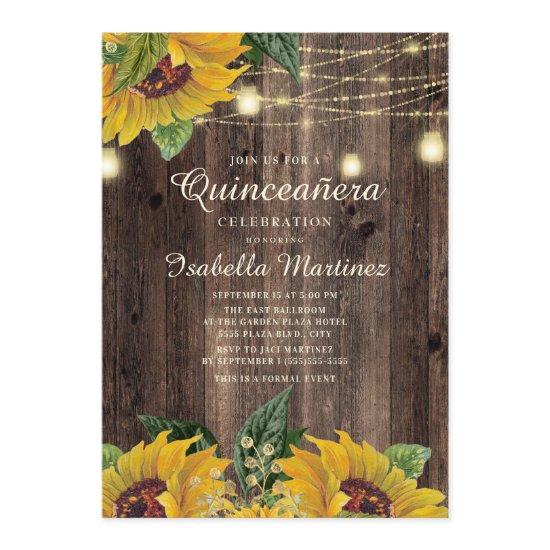 Rustic Sunflower String Light Surprise Quinceanera