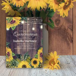 Rustic Sunflower String Lights Quinceañera 15th