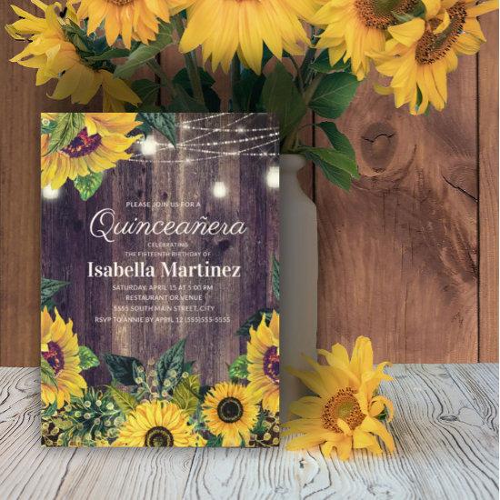 Rustic Sunflower String Lights Quinceañera 15th