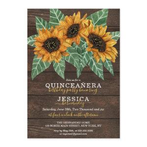 Rustic Sunflower Wood Watercolor Quinceañea