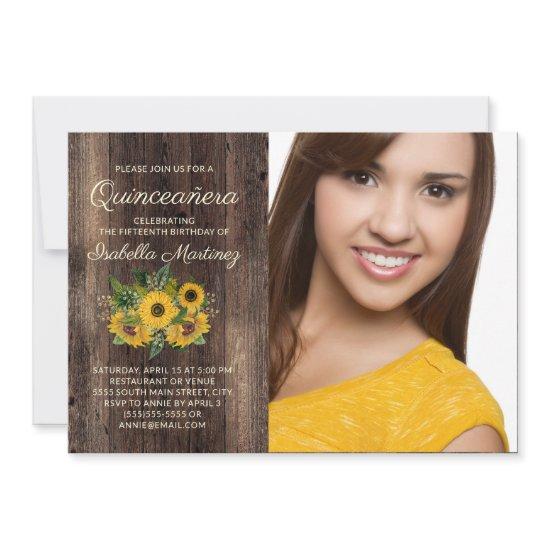Rustic Sunflowers Barn Wood Quinceañera Photo