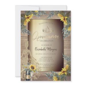 Rustic Sunflowers Dress Wood Quinceañera