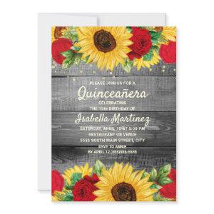 Rustic Sunflowers Red Roses Quinceañera Photo