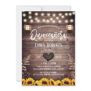 Rustic Sunflowers Vintage Lantern Quinceanera 15