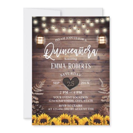 Rustic Sunflowers Vintage Lantern Quinceanera 15