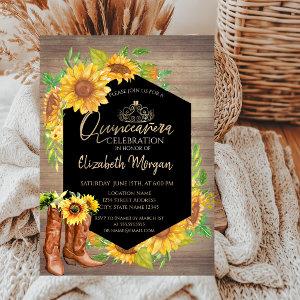 Rustic Sunflowers Wood Quinceañera