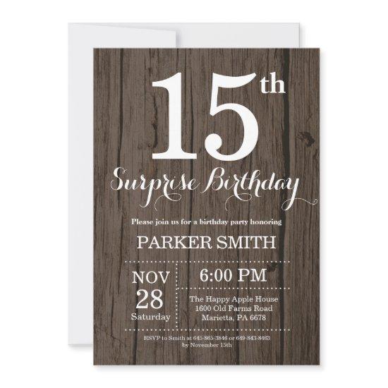 Rustic Surprise 15th Birthday