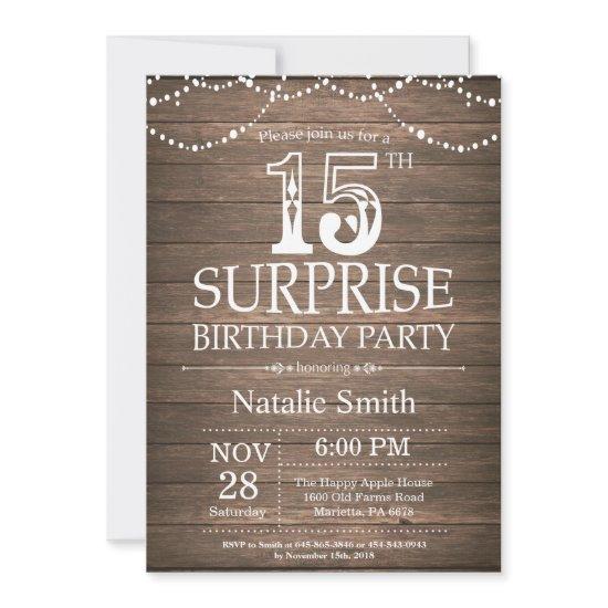 Rustic Surprise 15th Birthday