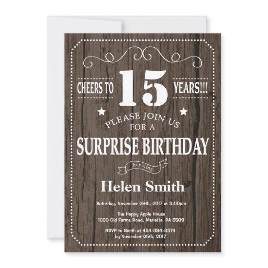 Rustic Surprise 15th Birthday