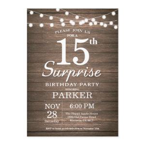 Rustic Surprise 15th Birthday  Wood